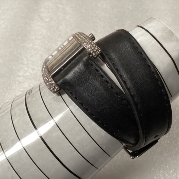 Michael Kors Mini Emery Silver Dial Black Leather Ladies Watch MK2359 - Picture 14 of 16